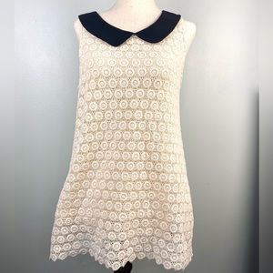 Cream and black sleeveless summer top size small